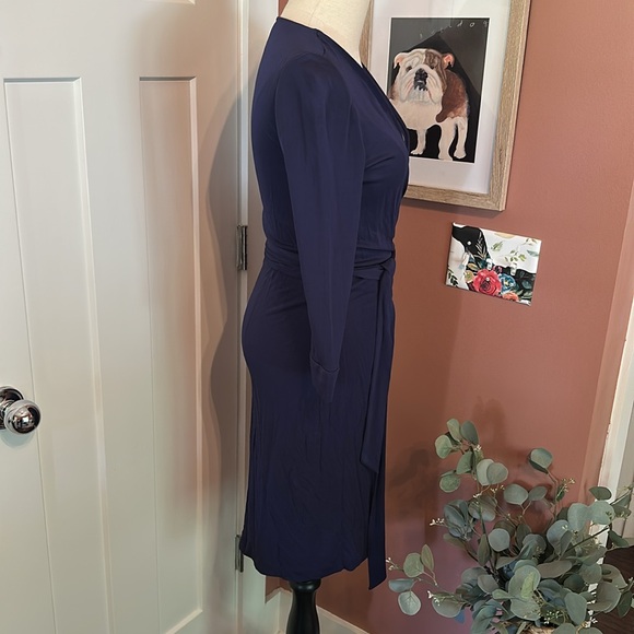 Diane Von Furstenberg new Julian two Blue wrap 3/4 cuff sleeve 4 rayon Dress - Picture 5 of 16